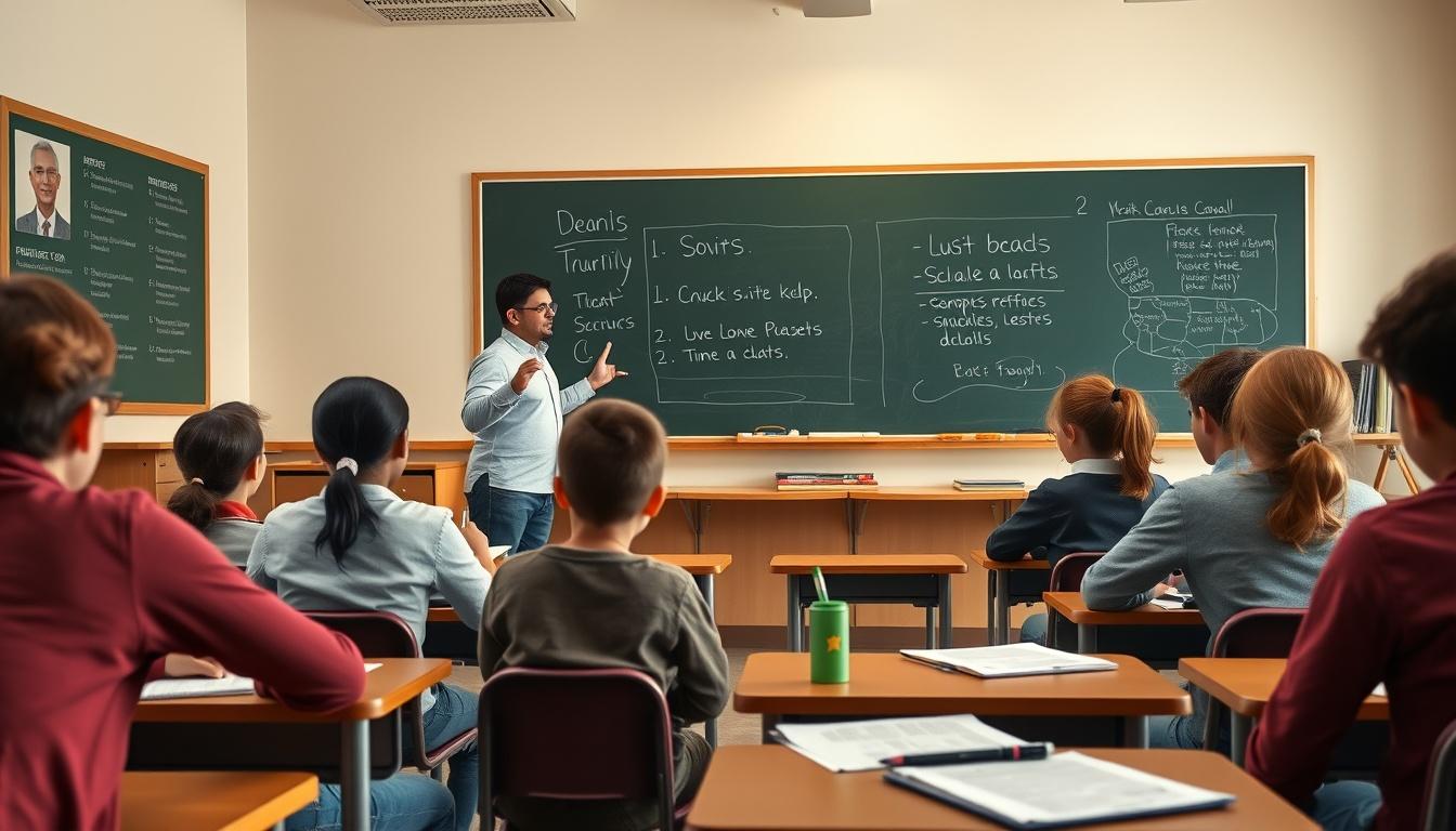 Students studying together in modern classroom